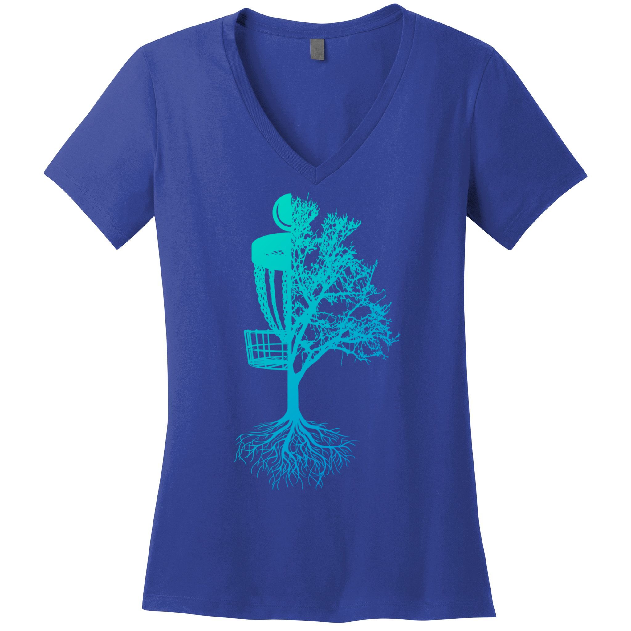 Disc Golf Basket And Tree Frolf Frisbee Golf Cool Gift Women's V-Neck T-Shirt