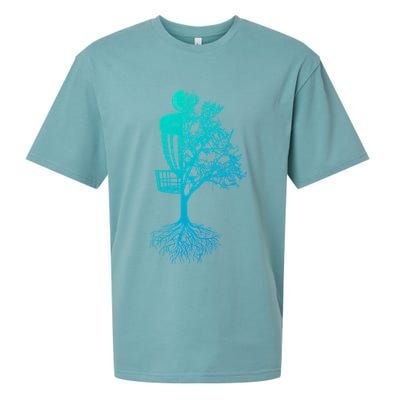 Disc Golf Basket And Tree Frolf Frisbee Golf Cool Gift Sueded Cloud Jersey T-Shirt