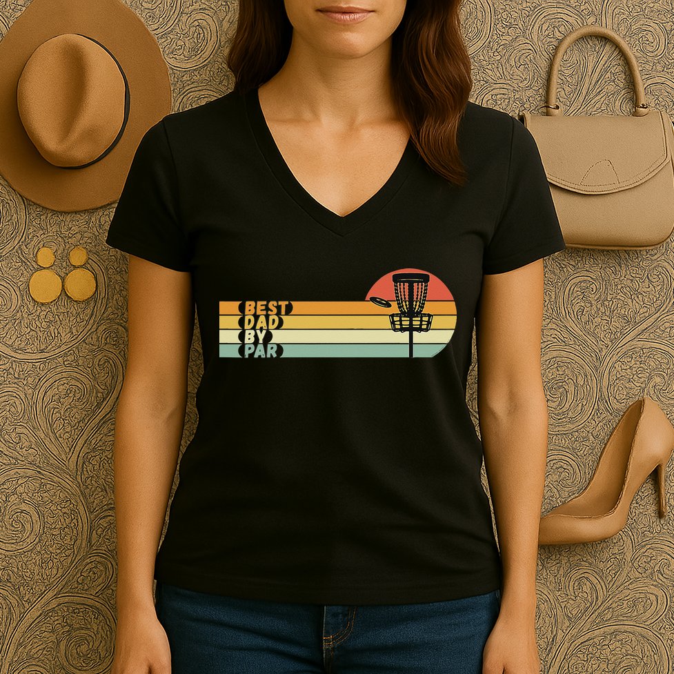 Disc Golf Best Dad By Par Father's Day Disc Golf Women's V-Neck T-Shirt