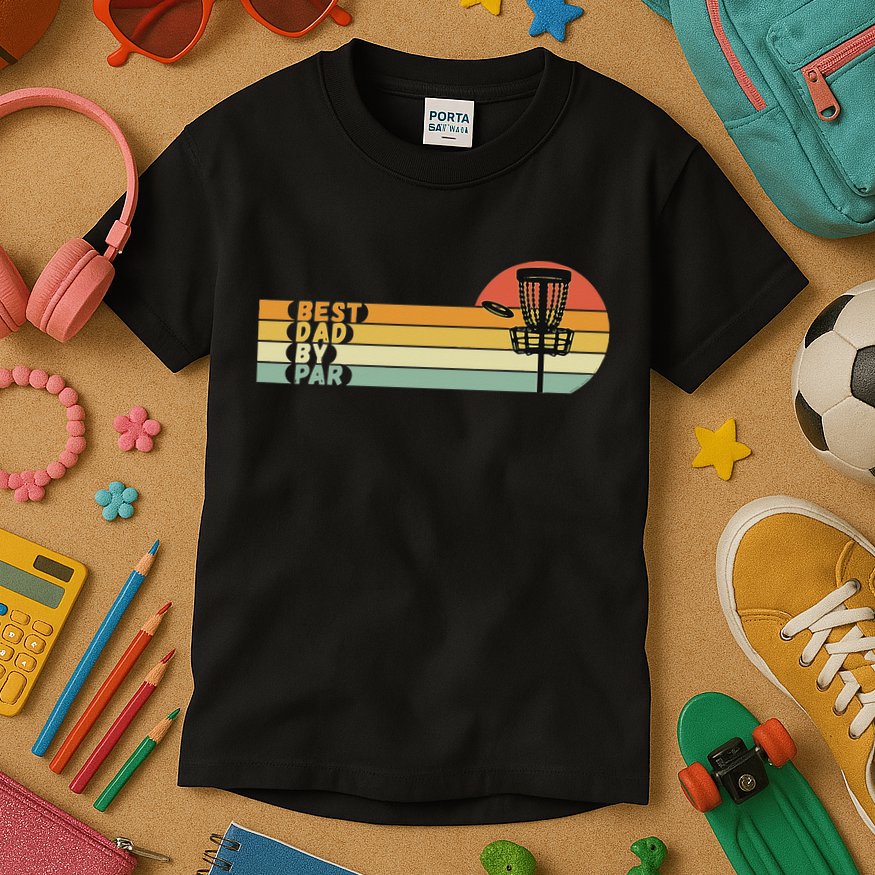 Disc Golf Best Dad By Par Father's Day Disc Golf Kids T-Shirt