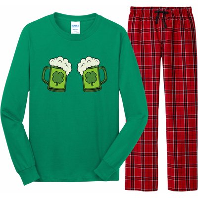 Drinking Green Beer Boobs Shamrock Irish Patricks Day Long Sleeve Pajama Set