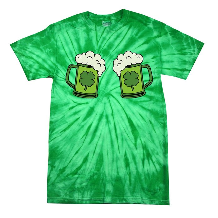 Drinking Green Beer Boobs Shamrock Irish Patricks Day Tie-Dye T-Shirt