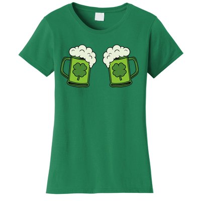 Drinking Green Beer Boobs Shamrock Irish Patricks Day Women's T-Shirt