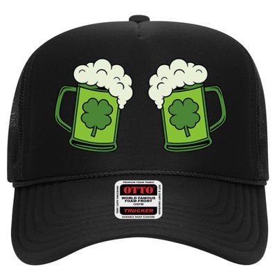 Drinking Green Beer Boobs Shamrock Irish Patricks Day High Crown Mesh Back Trucker Hat