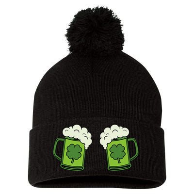 Drinking Green Beer Boobs Shamrock Irish Patricks Day Pom Pom 12in Knit Beanie