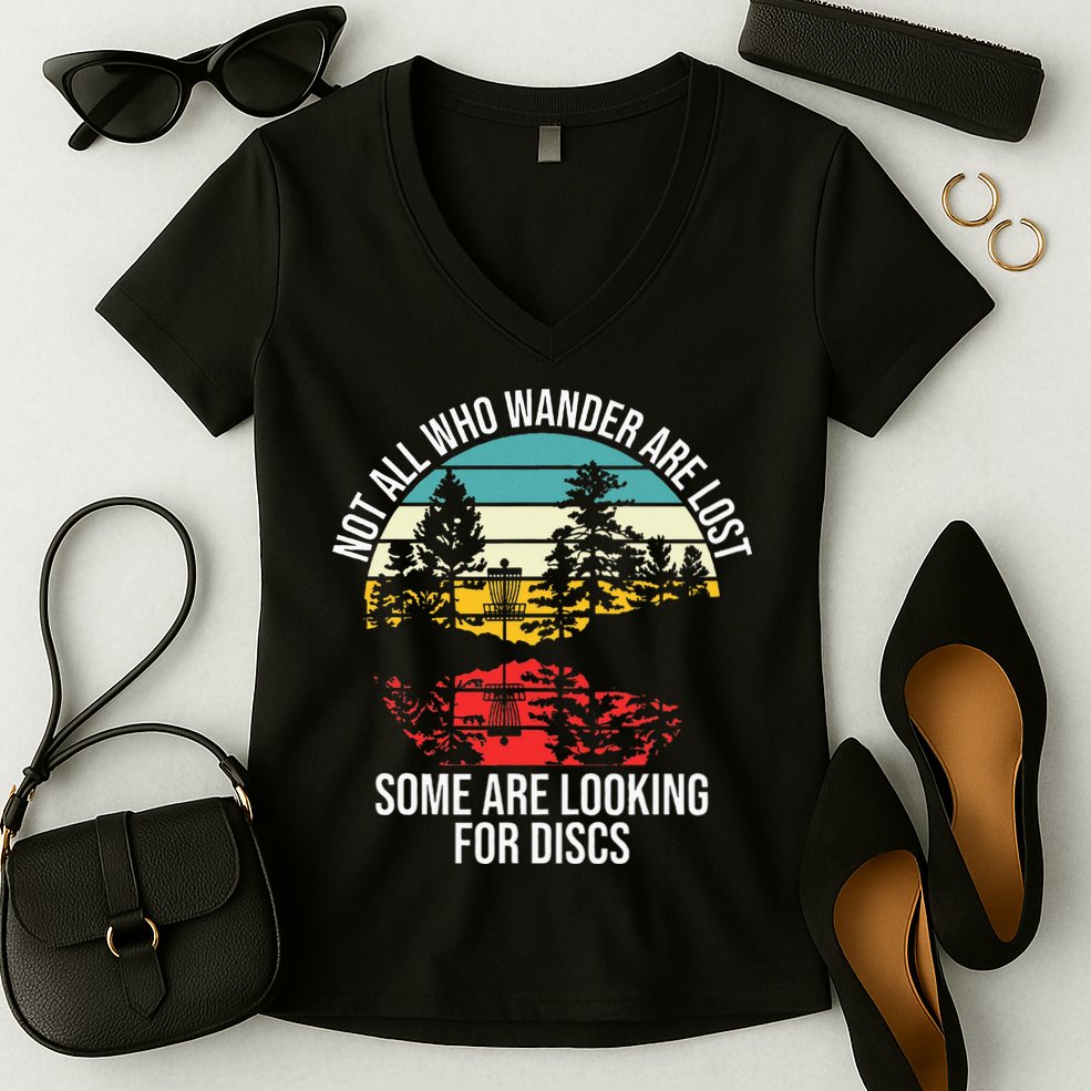 Disc Golf Basket Wandering Women's V-Neck T-Shirt