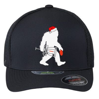 Disc Golfer Bigfoot Santa Xmas Pajamas Flexfit Unipanel Trucker Cap