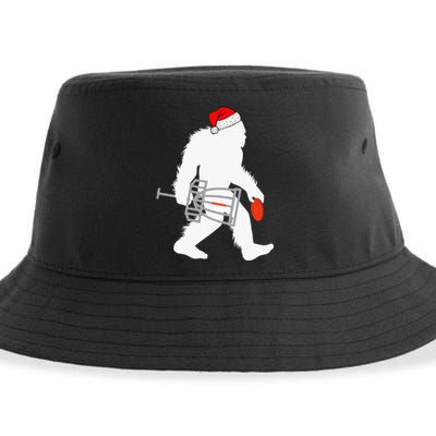 Disc Golfer Bigfoot Santa Xmas Pajamas Sustainable Bucket Hat