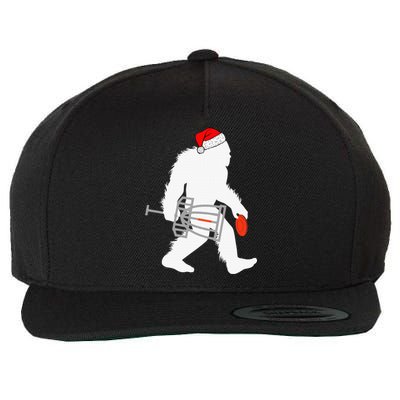 Disc Golfer Bigfoot Santa Xmas Pajamas Wool Snapback Cap