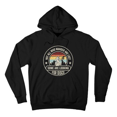 Disc Golf Basket Retro Not All Who Wander Are Lost Bigfoot Hoodie