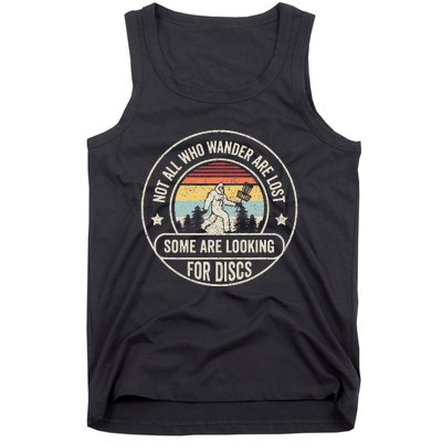 Disc Golf Basket Retro Not All Who Wander Are Lost Bigfoot Tank Top