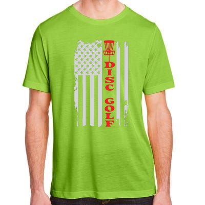 Disc Golf Basket American Flag Gift For Disc Golfers Adult ChromaSoft Performance T-Shirt