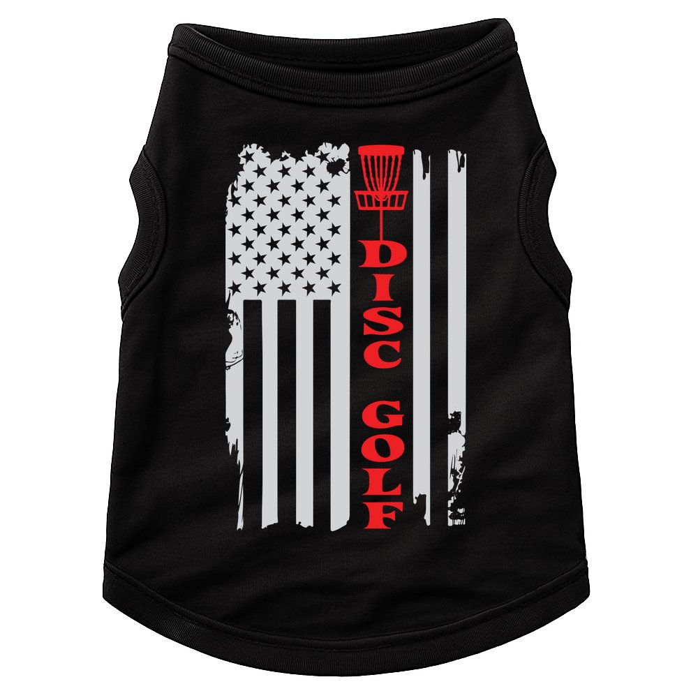 Disc Golf Basket American Flag Gift For Disc Golfers Doggie Tank