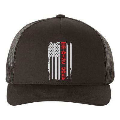 Disc Golf Basket American Flag Gift For Disc Golfers Yupoong Adult 5-Panel Trucker Hat