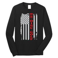 Disc Golf Basket American Flag Gift For Disc Golfers Long Sleeve Shirt