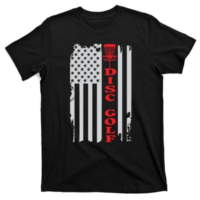 Disc Golf Basket American Flag Gift For Disc Golfers T-Shirt