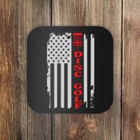 Disc Golf Basket American Flag Gift For Disc Golfers Coaster