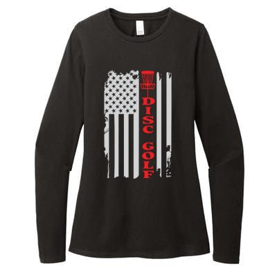 Disc Golf Basket American Flag Gift For Disc Golfers Womens CVC Long Sleeve Shirt