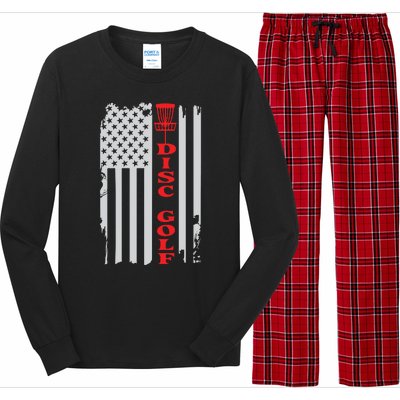 Disc Golf Basket American Flag Gift For Disc Golfers Long Sleeve Pajama Set