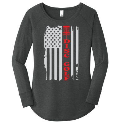 Disc Golf Basket American Flag Gift For Disc Golfers Women's Perfect Tri Tunic Long Sleeve Shirt