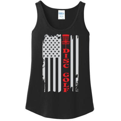 Disc Golf Basket American Flag Gift For Disc Golfers Ladies Essential Tank