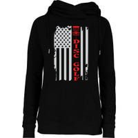 Disc Golf Basket American Flag Gift For Disc Golfers Womens Funnel Neck Pullover Hood