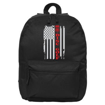 Disc Golf Basket American Flag Gift For Disc Golfers 16 in Basic Backpack