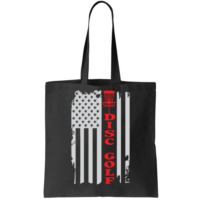 Disc Golf Basket American Flag Gift For Disc Golfers Tote Bag