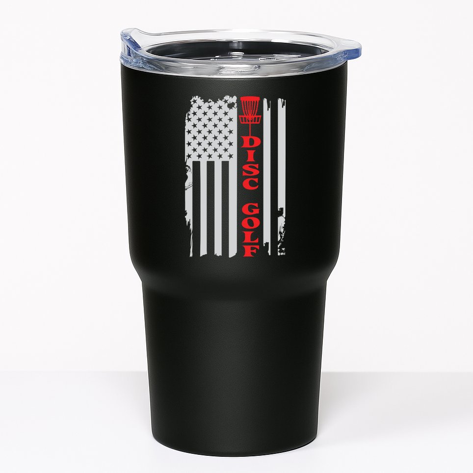 Disc Golf Basket American Flag Gift For Disc Golfers Tumbler