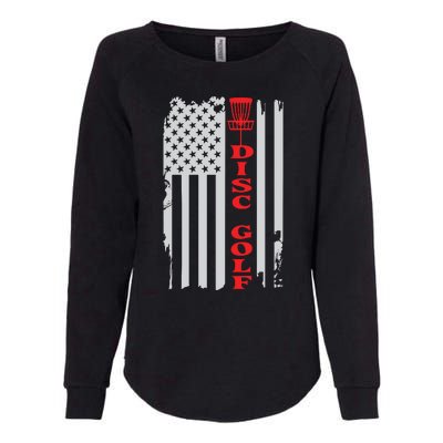 Disc Golf Basket American Flag Gift For Disc Golfers Womens California Wash Sweatshirt