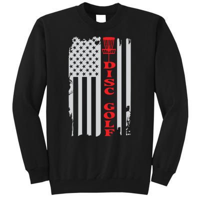 Disc Golf Basket American Flag Gift For Disc Golfers Tall Sweatshirt