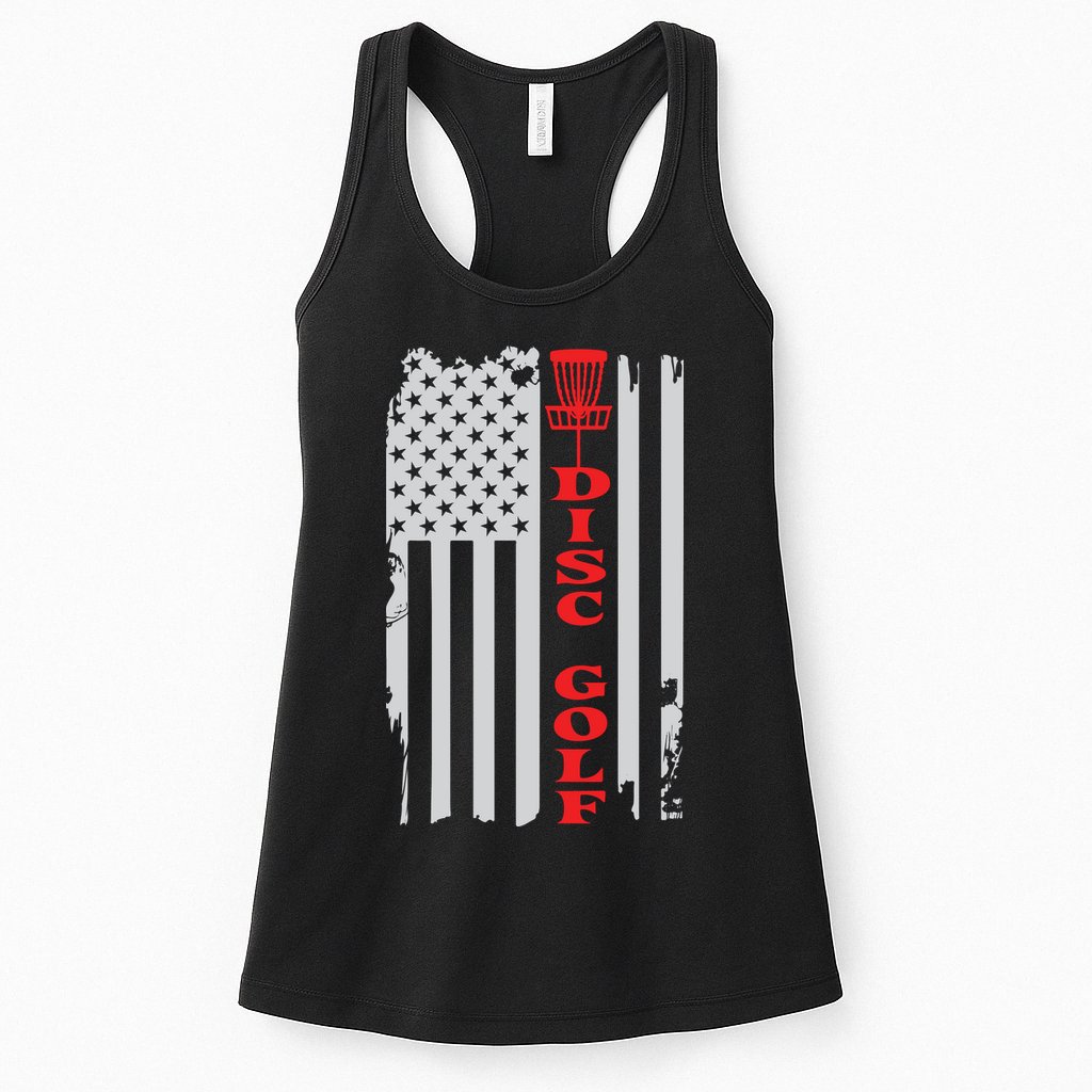 Disc Golf Basket American Flag Gift For Disc Golfers Womens Tank Top