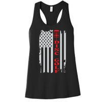 Disc Golf Basket American Flag Gift For Disc Golfers Women's Racerback Tank