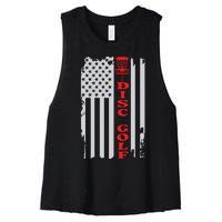 Disc Golf Basket American Flag Gift For Disc Golfers Women's Racerback Cropped Tank