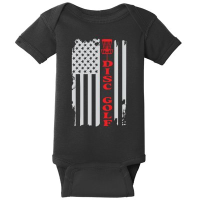 Disc Golf Basket American Flag Gift For Disc Golfers Baby Bodysuit