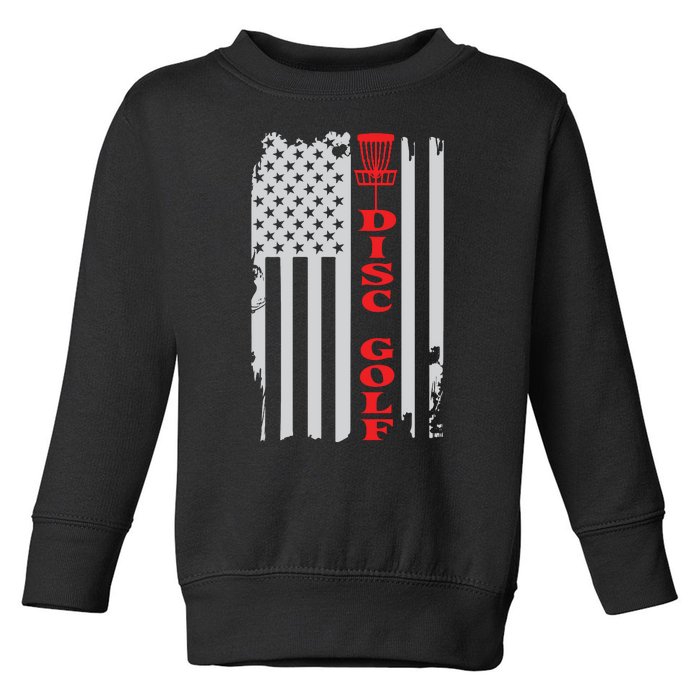 Disc Golf Basket American Flag Gift For Disc Golfers Toddler Sweatshirt