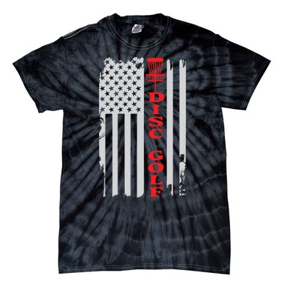 Disc Golf Basket American Flag Gift For Disc Golfers Tie-Dye T-Shirt