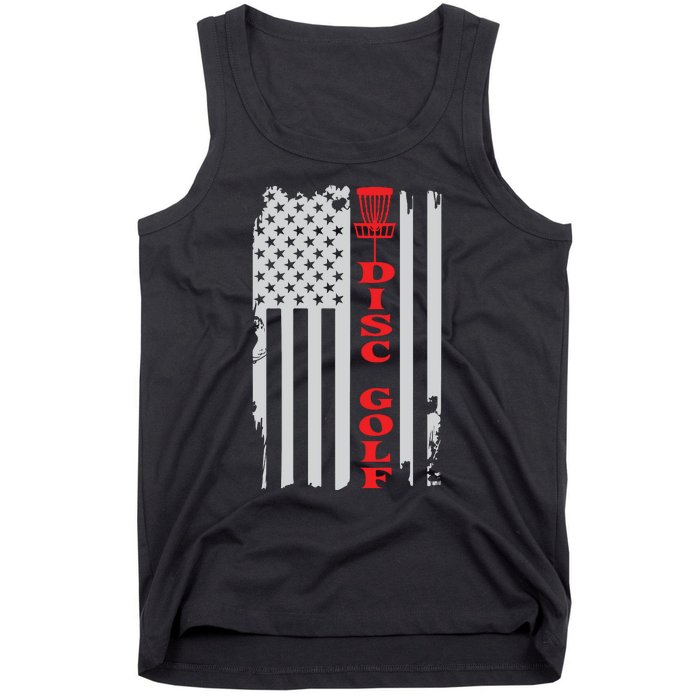 Disc Golf Basket American Flag Gift For Disc Golfers Tank Top