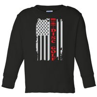 Disc Golf Basket American Flag Gift For Disc Golfers Toddler Long Sleeve Shirt