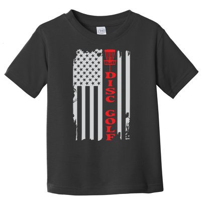 Disc Golf Basket American Flag Gift For Disc Golfers Toddler T-Shirt