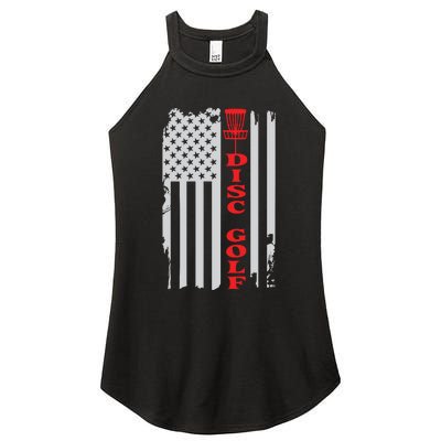 Disc Golf Basket American Flag Gift For Disc Golfers Women's Perfect Tri Rocker Tank