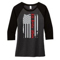 Disc Golf Basket American Flag Gift For Disc Golfers Women's Tri-Blend 3/4-Sleeve Raglan Shirt