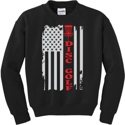 Disc Golf Basket American Flag Gift For Disc Golfers Kids Sweatshirt