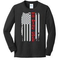 Disc Golf Basket American Flag Gift For Disc Golfers Kids Long Sleeve Shirt