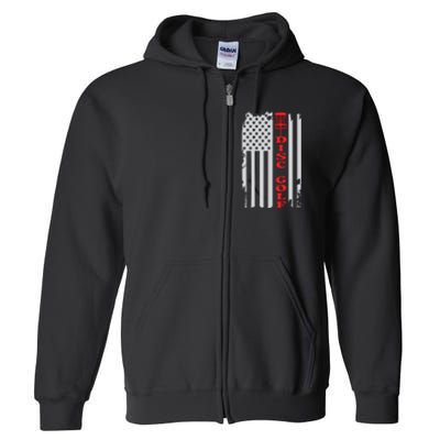 Disc Golf Basket American Flag Gift For Disc Golfers Full Zip Hoodie