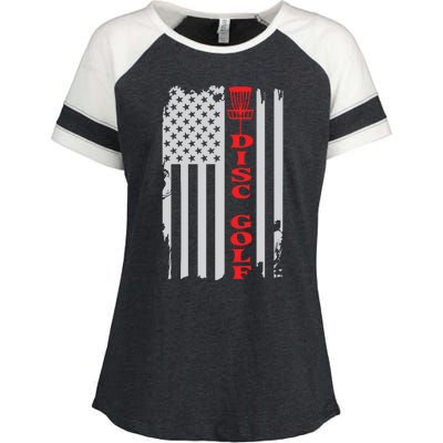 Disc Golf Basket American Flag Gift For Disc Golfers Enza Ladies Jersey Colorblock Tee