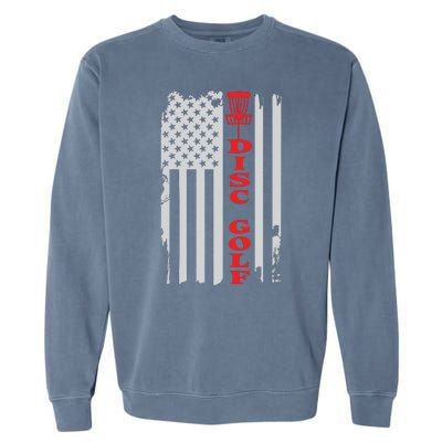 Disc Golf Basket American Flag Gift For Disc Golfers Garment-Dyed Sweatshirt