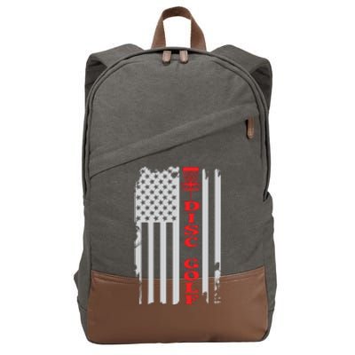 Disc Golf Basket American Flag Gift For Disc Golfers Cotton Canvas Backpack