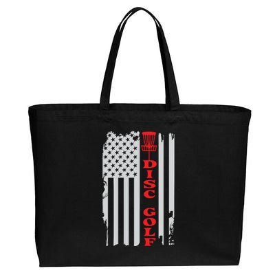 Disc Golf Basket American Flag Gift For Disc Golfers Cotton Canvas Jumbo Tote