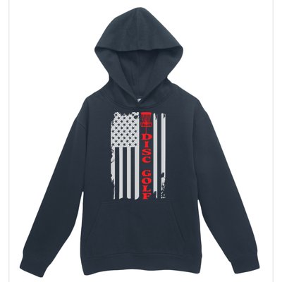 Disc Golf Basket American Flag Gift For Disc Golfers Urban Pullover Hoodie